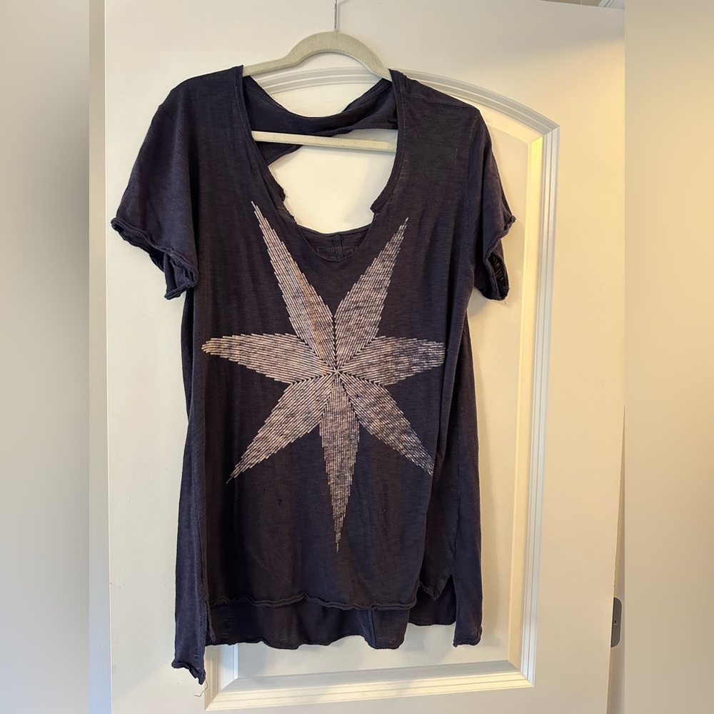 Free People. Purple oversized distressed tunic.